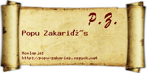Popu Zakariás névjegykártya